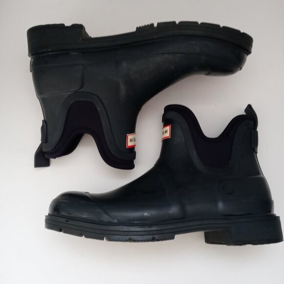 Hunter Navy Blue Ankle Booties Rubber Original Wellie Galosh Rain Boots Women 7 - Picture 10 of 16